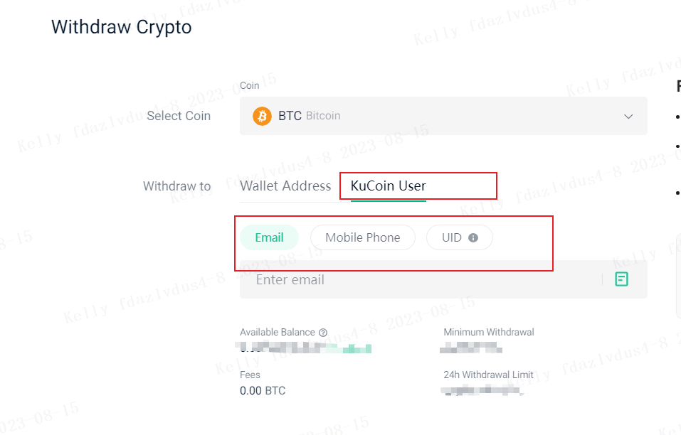 transfering rhoc between accounts at kucoin