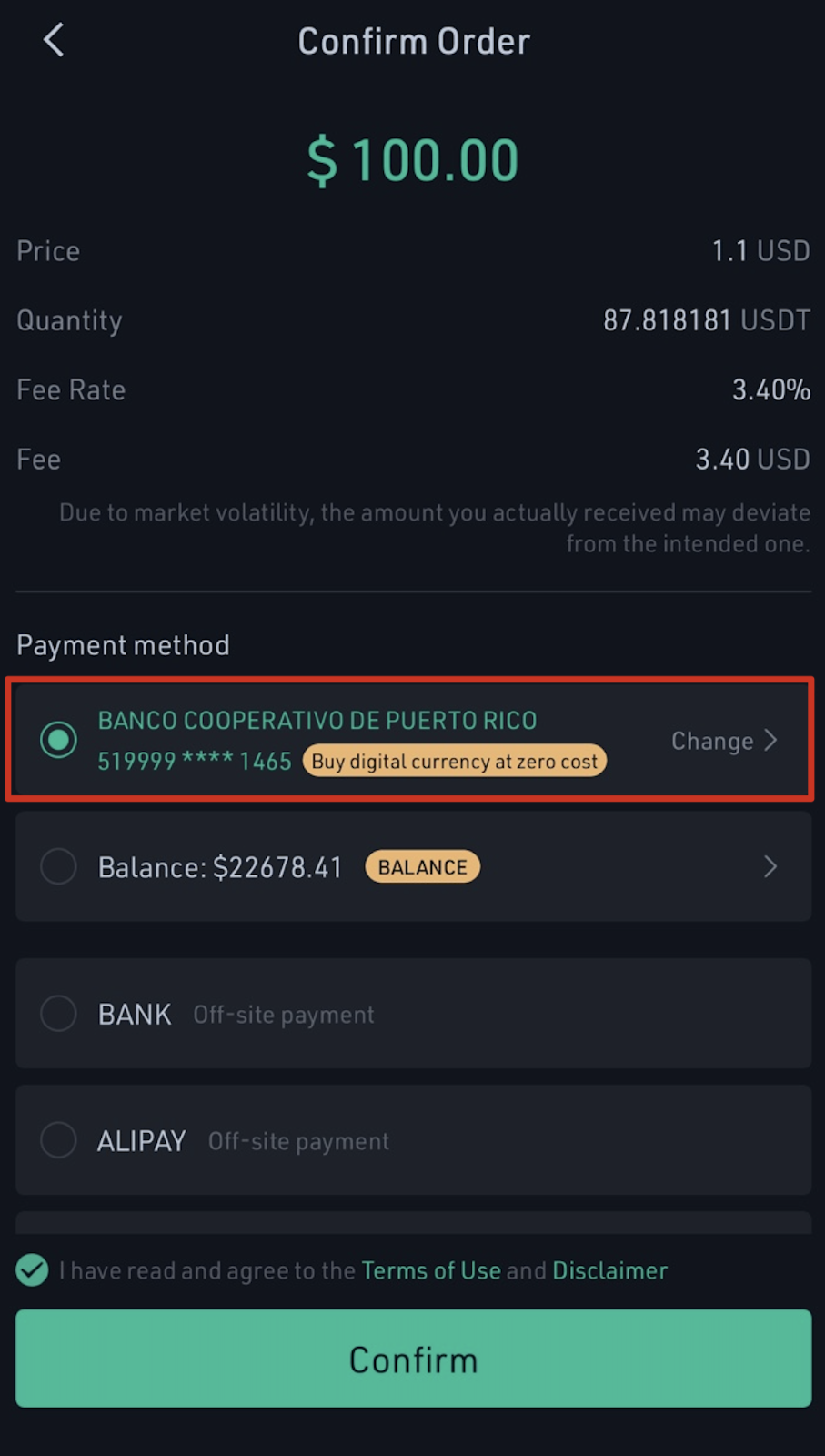 can you make purcahses with a credit card on kucoin