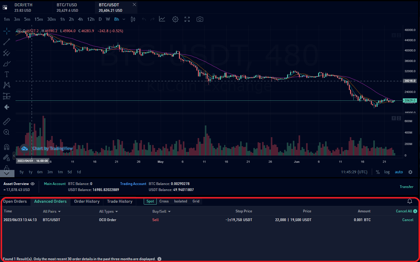 kucoin delt order