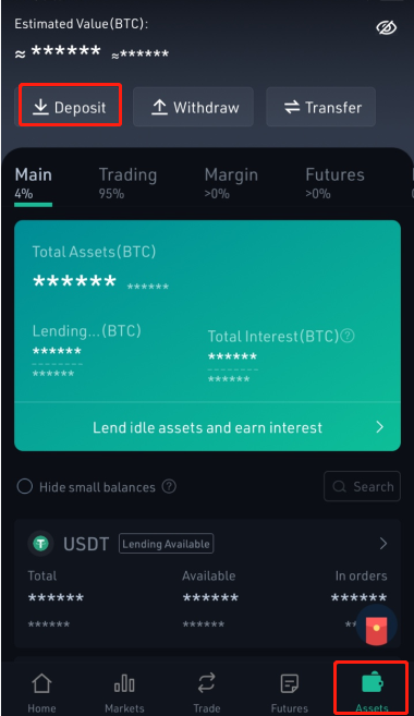 deposit usd into kucoin